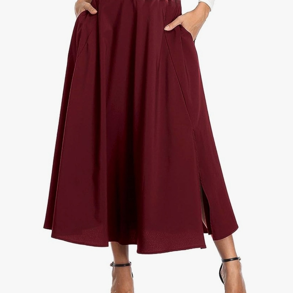 Crimson midi skirt